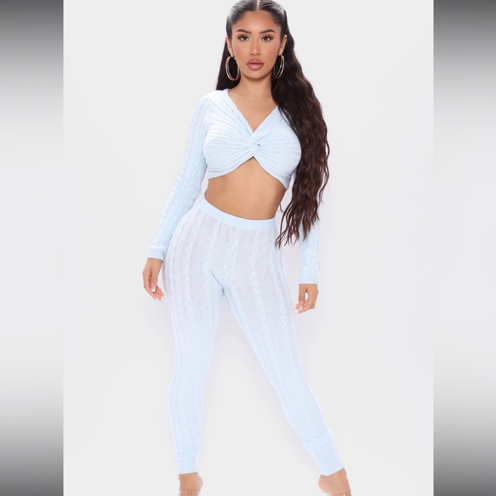 Fashion Nova Light Blue Knit Set
